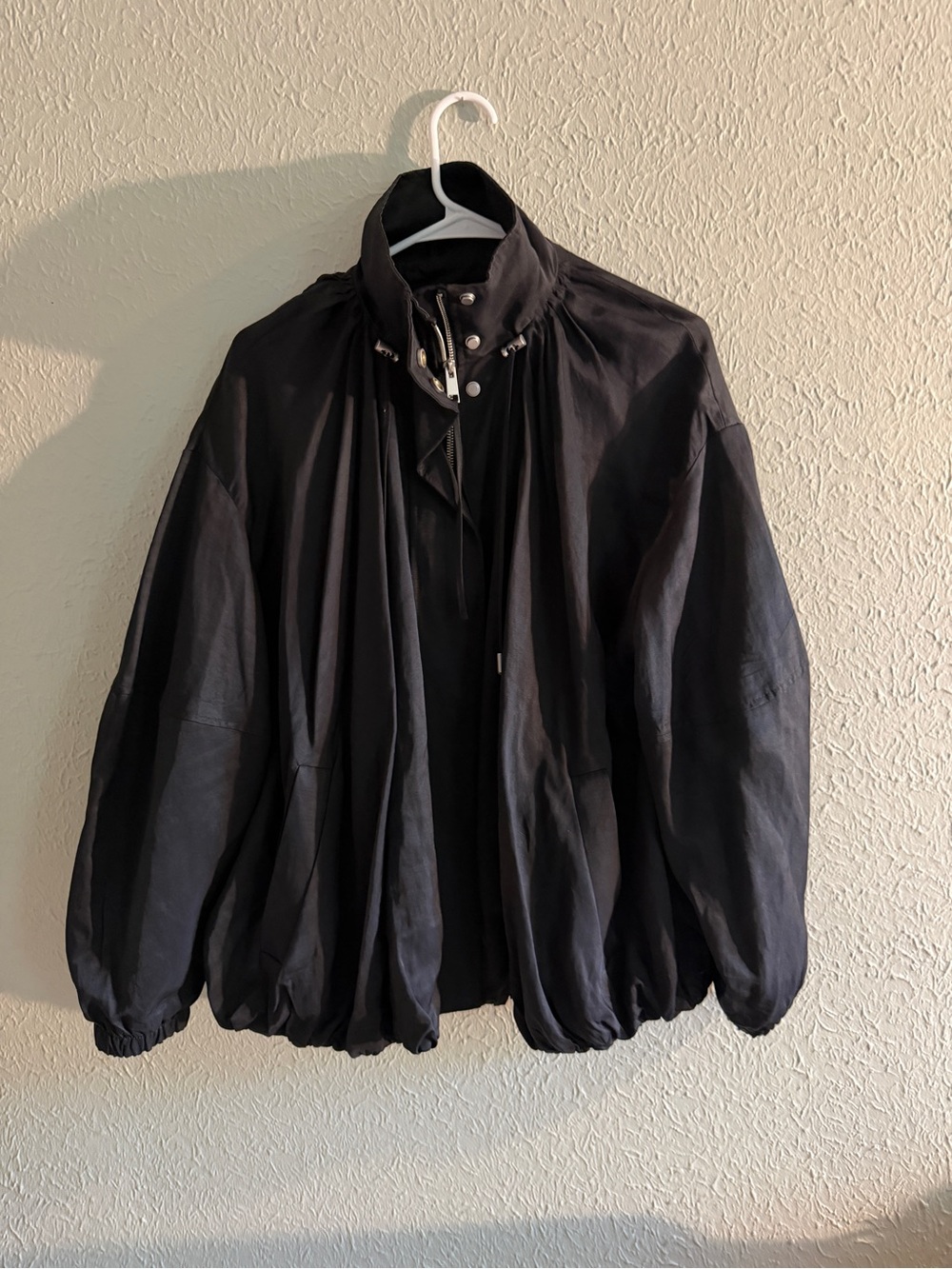 Women’s Oversized High Collar Windbreaker Jacket - Lightweight Casual Coat